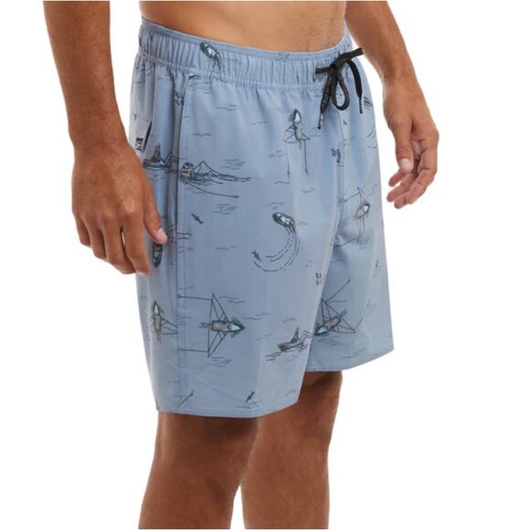 Pelagic Slate The Dockside Trollin Gamefish Elastic Waist Shorts 18" Size S - Picture 7 of 8